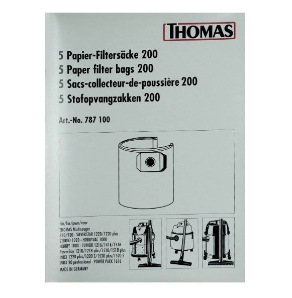 Изображение Набор бумажных мешков 200 для пылесоса Thomas (787100) 787100, внешний вид и детали продукта