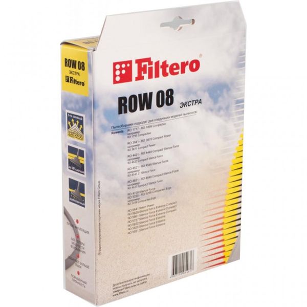 Изображение Набор синтетических мешков для пылесоса Rowenta Filtero ROW 08 Extra (3 мешка) ROW 08 Extra, внешний вид и детали продукта
