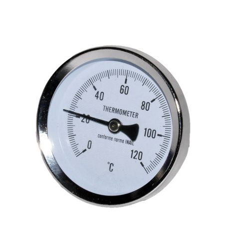 Зображення Термометр для котла SD Plus D=63 мм 0-120°C зі штуцером L=40 мм (0607) SDPlus63_40_0_120, зовнішній вигляд та деталі продукту