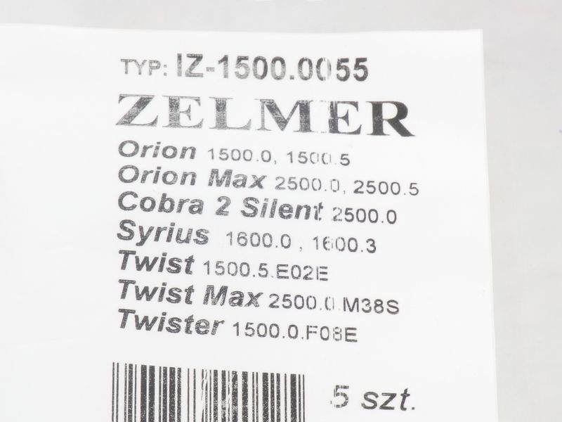 Изображение Комплект одноразовых мешков (5 штук) для пылесоса Zelmer (1500.0055) 1500.0055, внешний вид и детали продукта