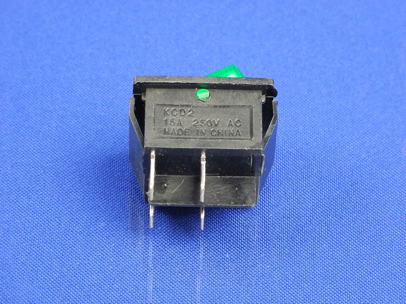 Зображення Кнопка зелена на 2 положення KCD2 (250V, 15A, 4 контакти) P2-0101, зовнішній вигляд та деталі продукту
