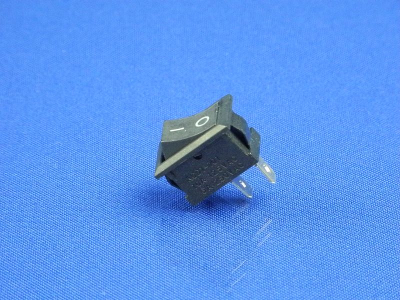 Зображення Кнопка двопозиційна чорна, 2 контакти KCD1 (250V, 6A) P2-0103, зовнішній вигляд та деталі продукту